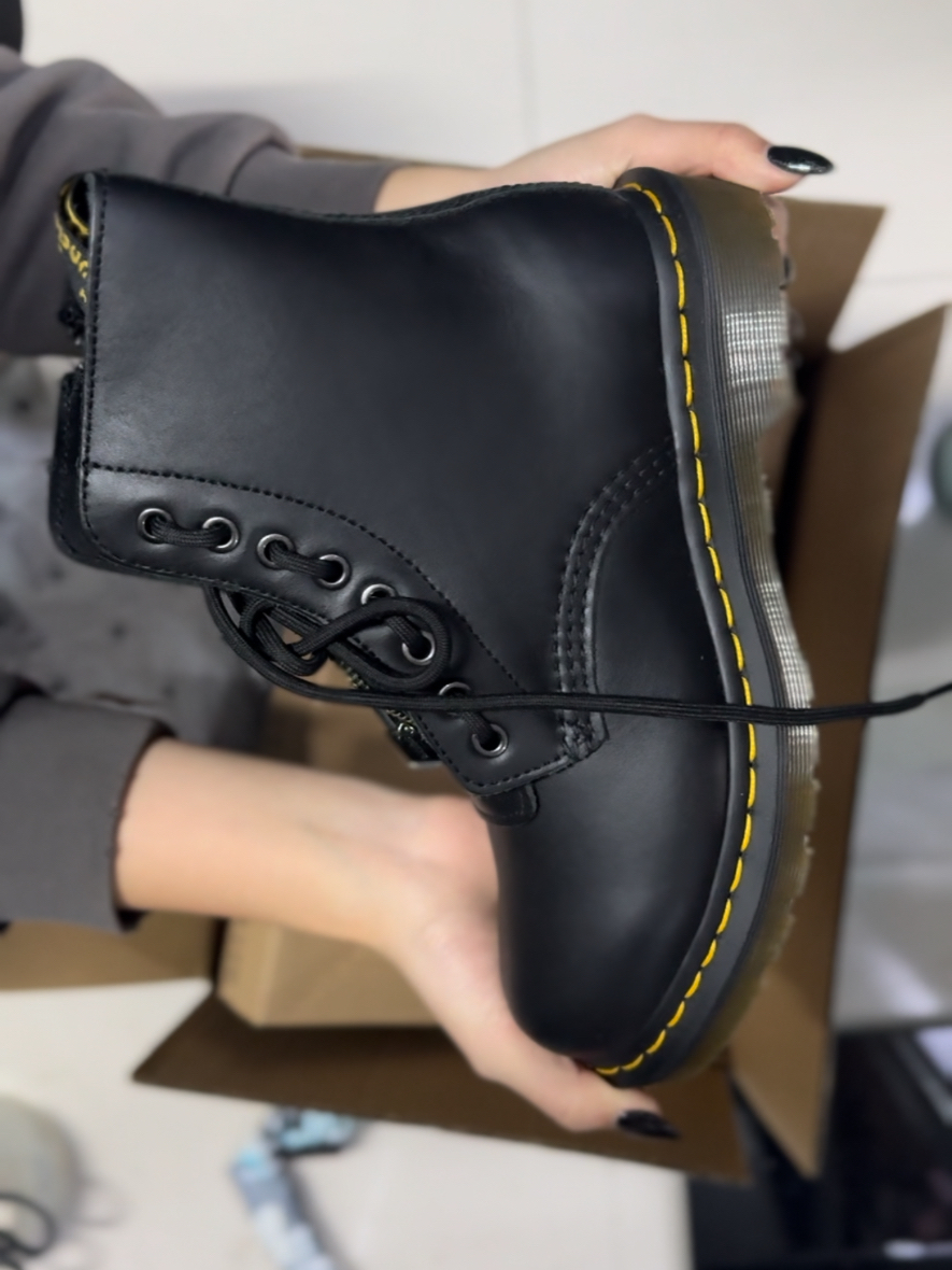 custom review-Dr.Martens 1460 Pascal Передний Верх Кожа Короткий Мартин Ботинок Унисекс Черный