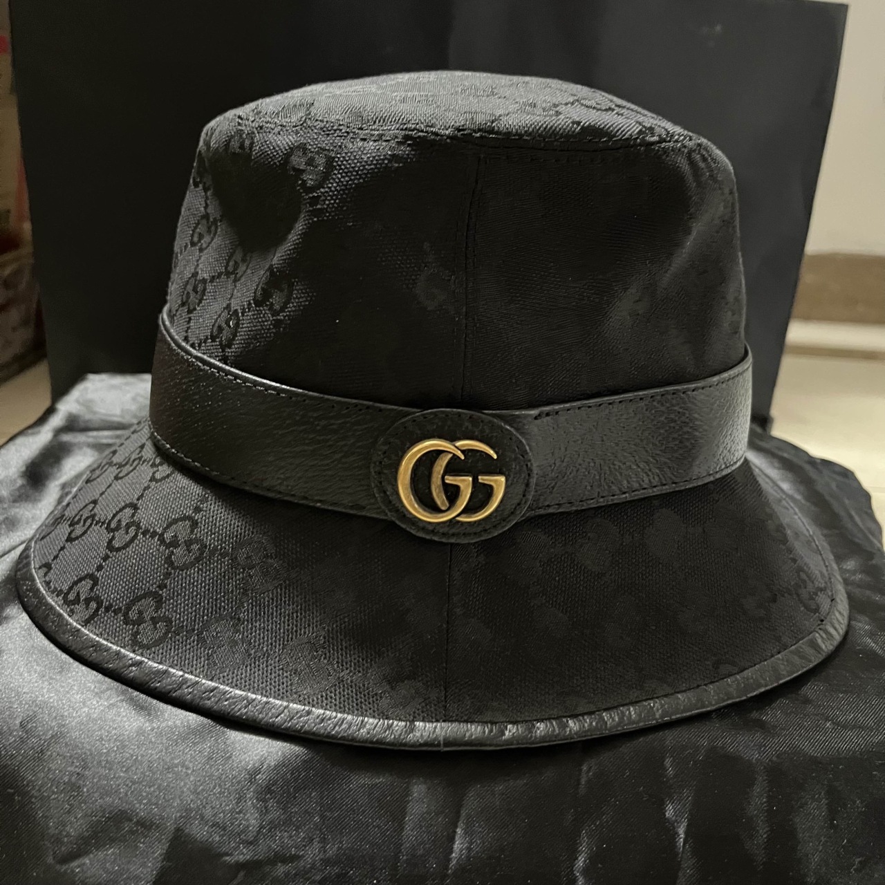 gucci 古驰 饰双g帆布渔夫帽 女款 黑色
