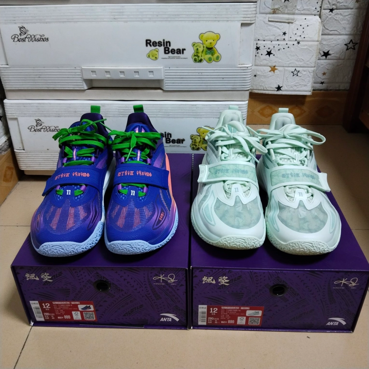 custom review-Anta KAI 1 Амортизация Износостойкие Низкие Баскетбольные Кроссовки Мужские Белые Синие и Оранжевые