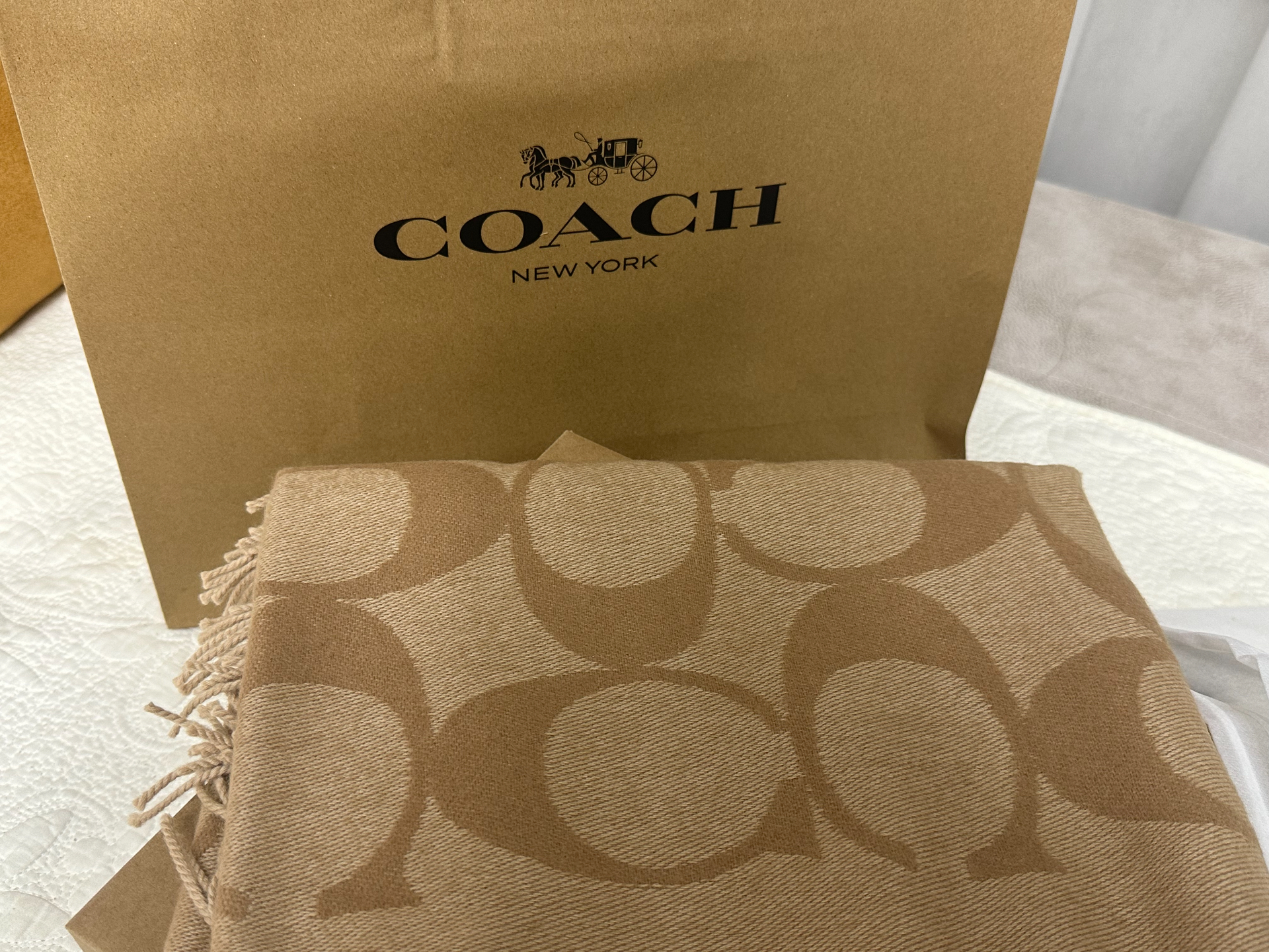 custom review-COACH Кашемир Вязаные Шарфы Унисекс CAMEL