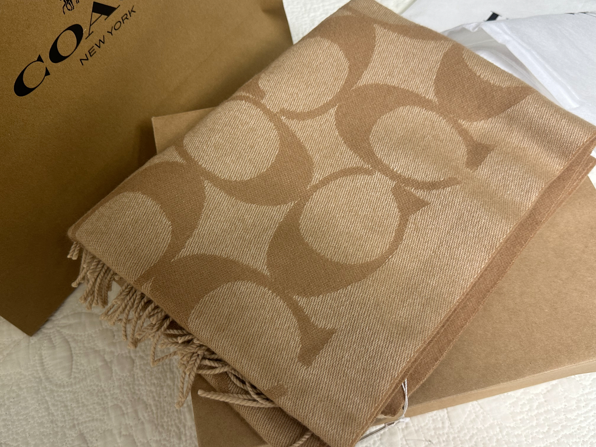 custom review-COACH Кашемир Вязаные Шарфы Унисекс CAMEL