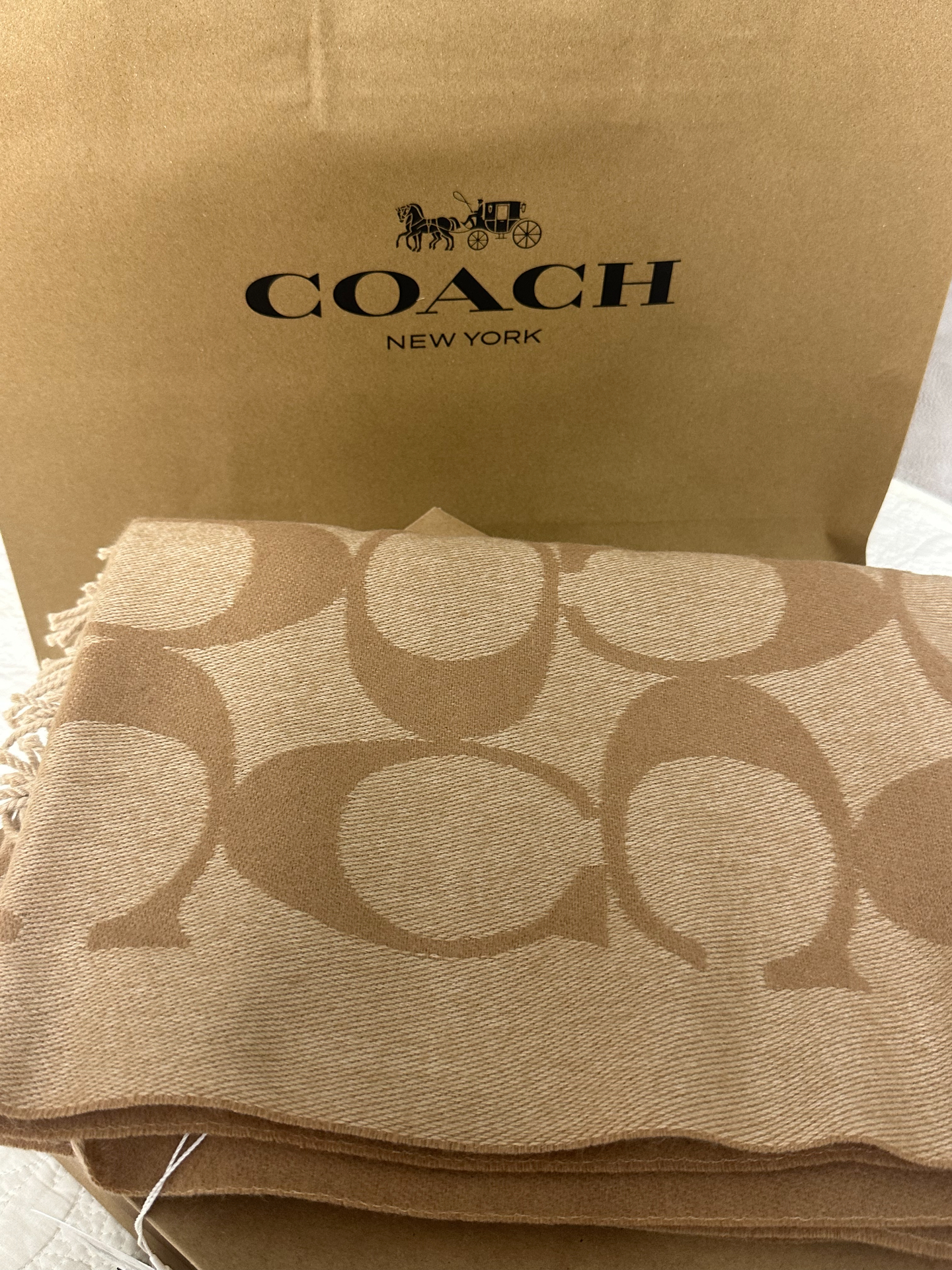 custom review-COACH Кашемир Вязаные Шарфы Унисекс CAMEL