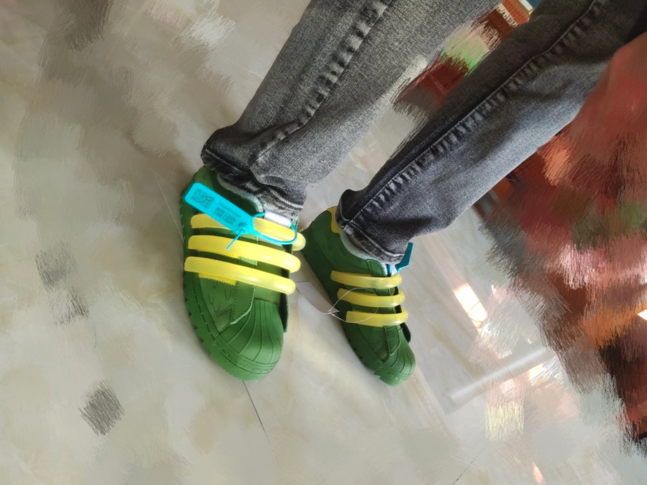 custom review-Melting Sadness x Adidas Originals Superstar 80s Kuka Low Top Скейтборд Кроссовки Unisex Зеленый Желтый