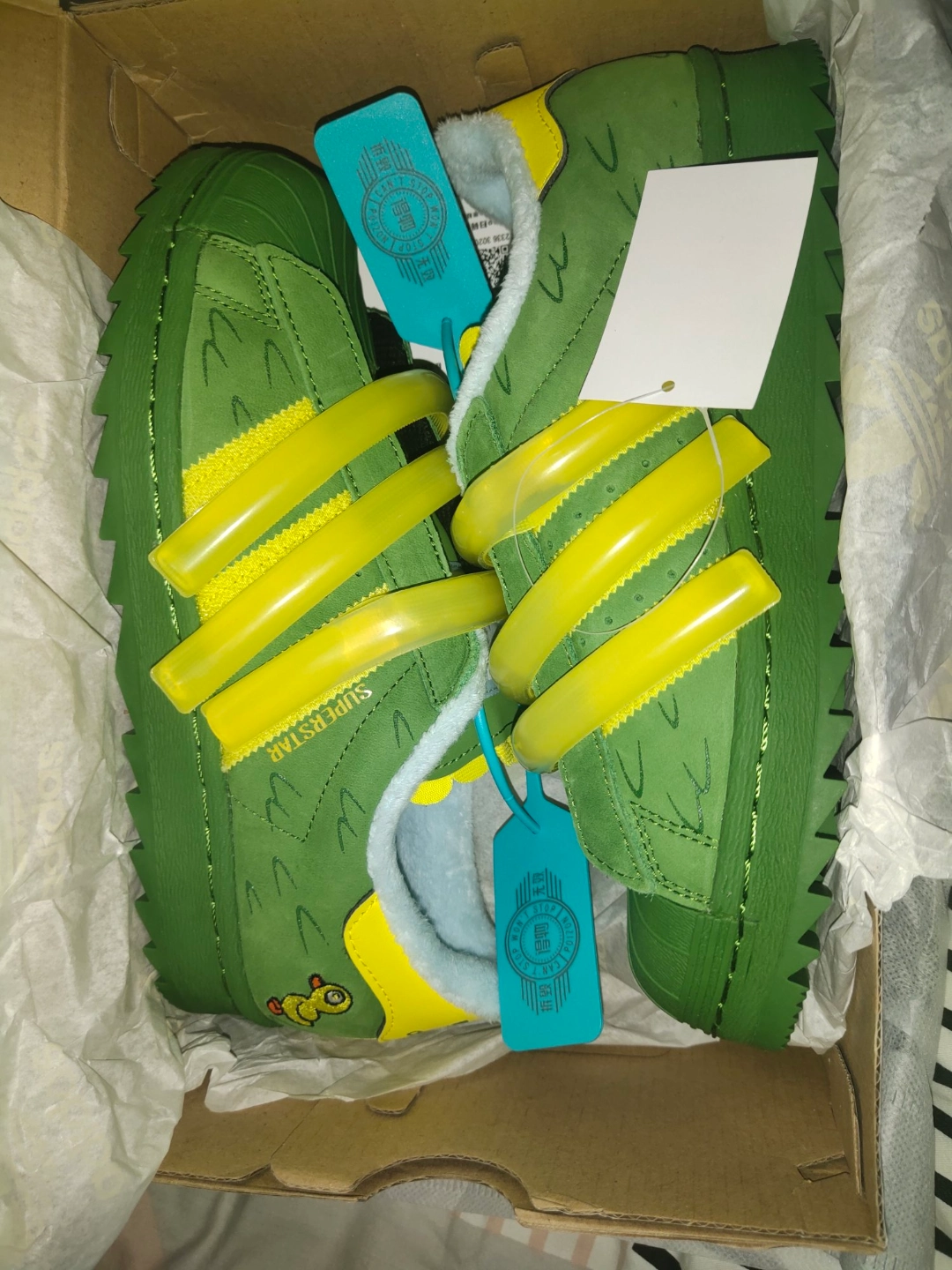 custom review-Melting Sadness x Adidas Originals Superstar 80s Kuka Low Top Скейтборд Кроссовки Unisex Зеленый Желтый