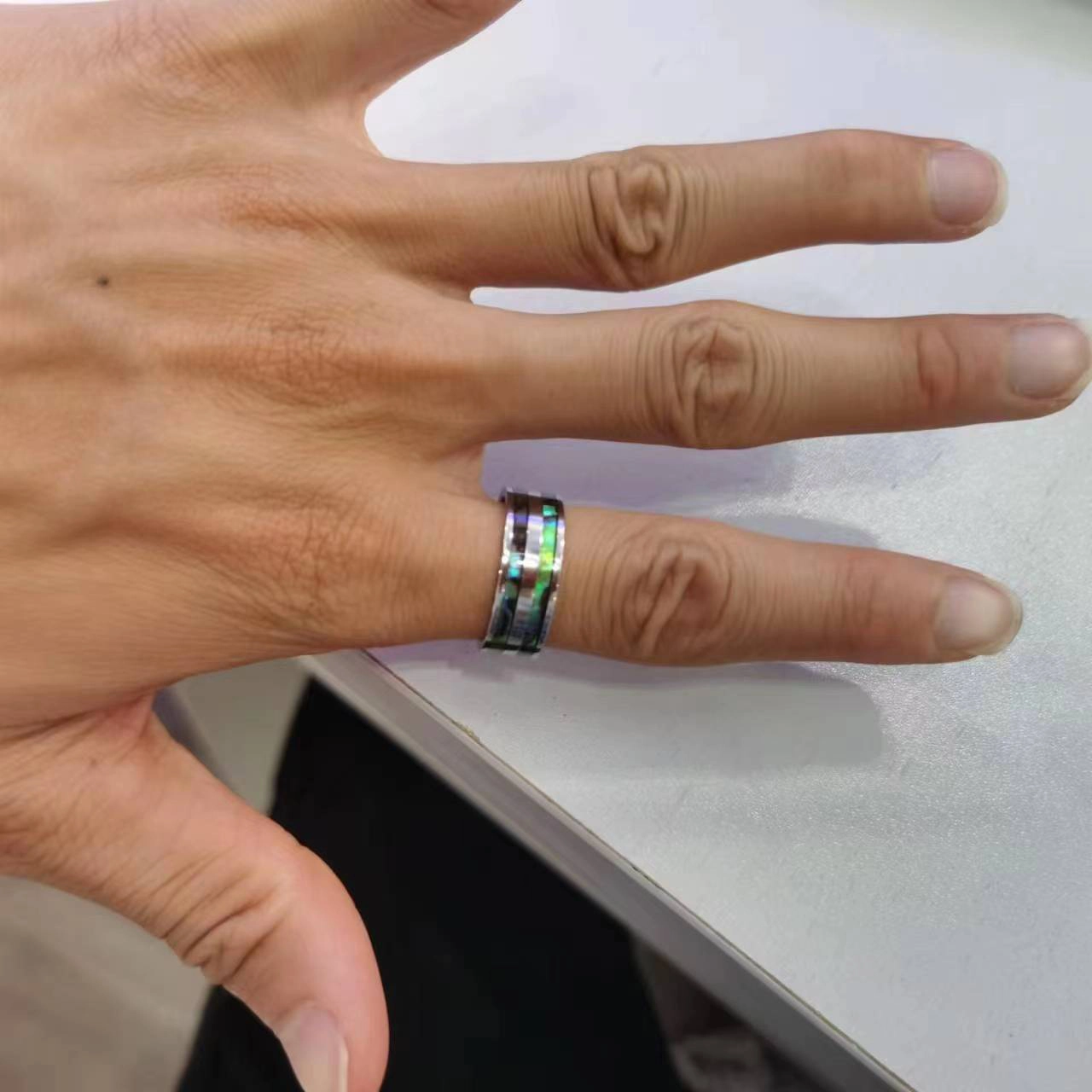 custom review-FOREVER MELODY Титановая сталь Оболочка Кольца Мужское Серебряное