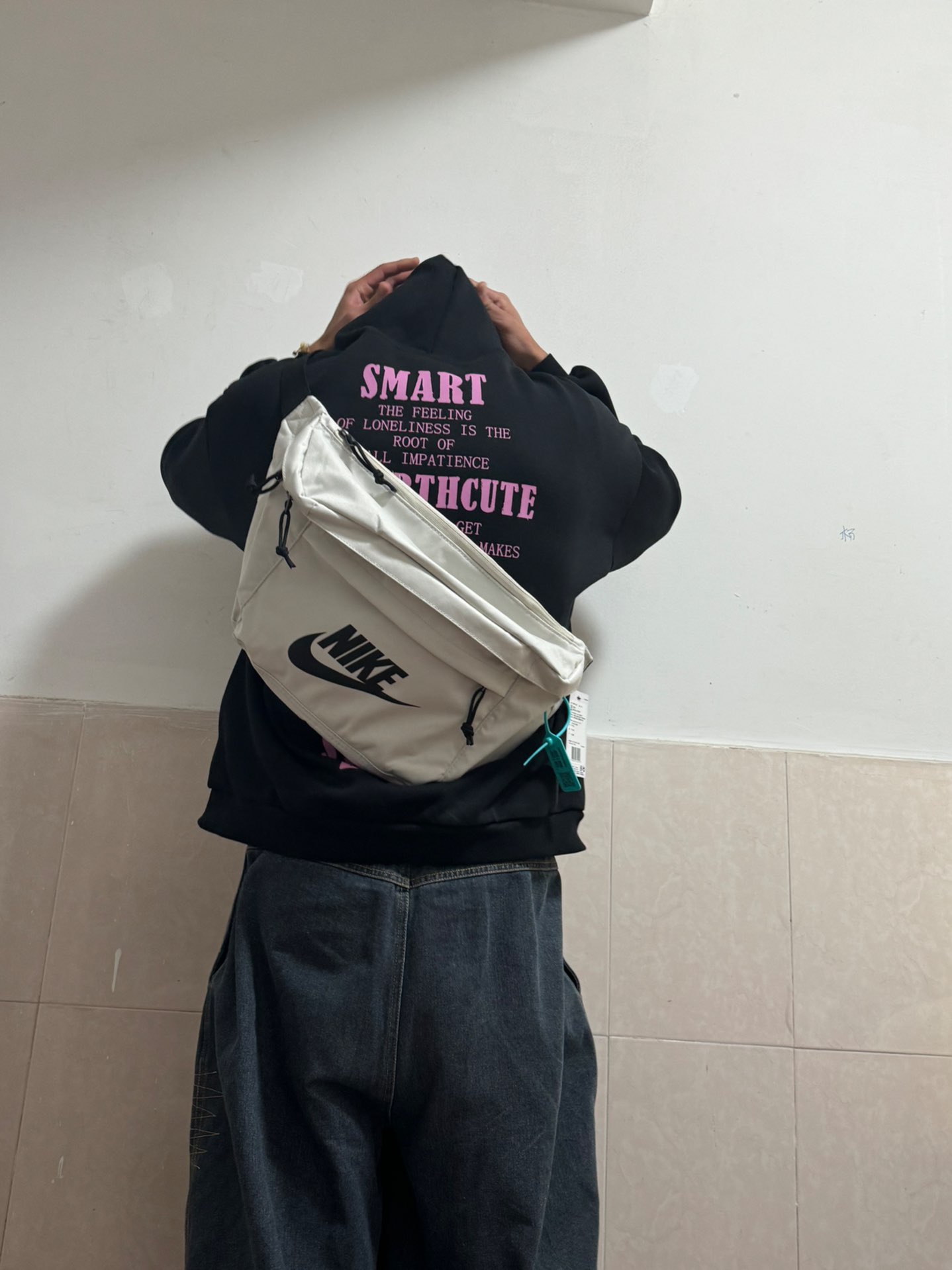 custom review-Nike Ткань Сумка через плечо Слинг-сумка Сумка на пояс Unisex Light Кость