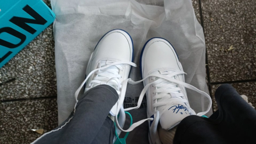 custom review-Nike Flight Legacy MID Топ Винтажные баскетбольные кроссовки Мужской Белый Синий