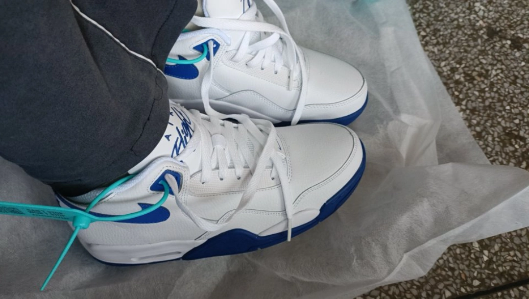 custom review-Nike Flight Legacy MID Топ Винтажные баскетбольные кроссовки Мужской Белый Синий