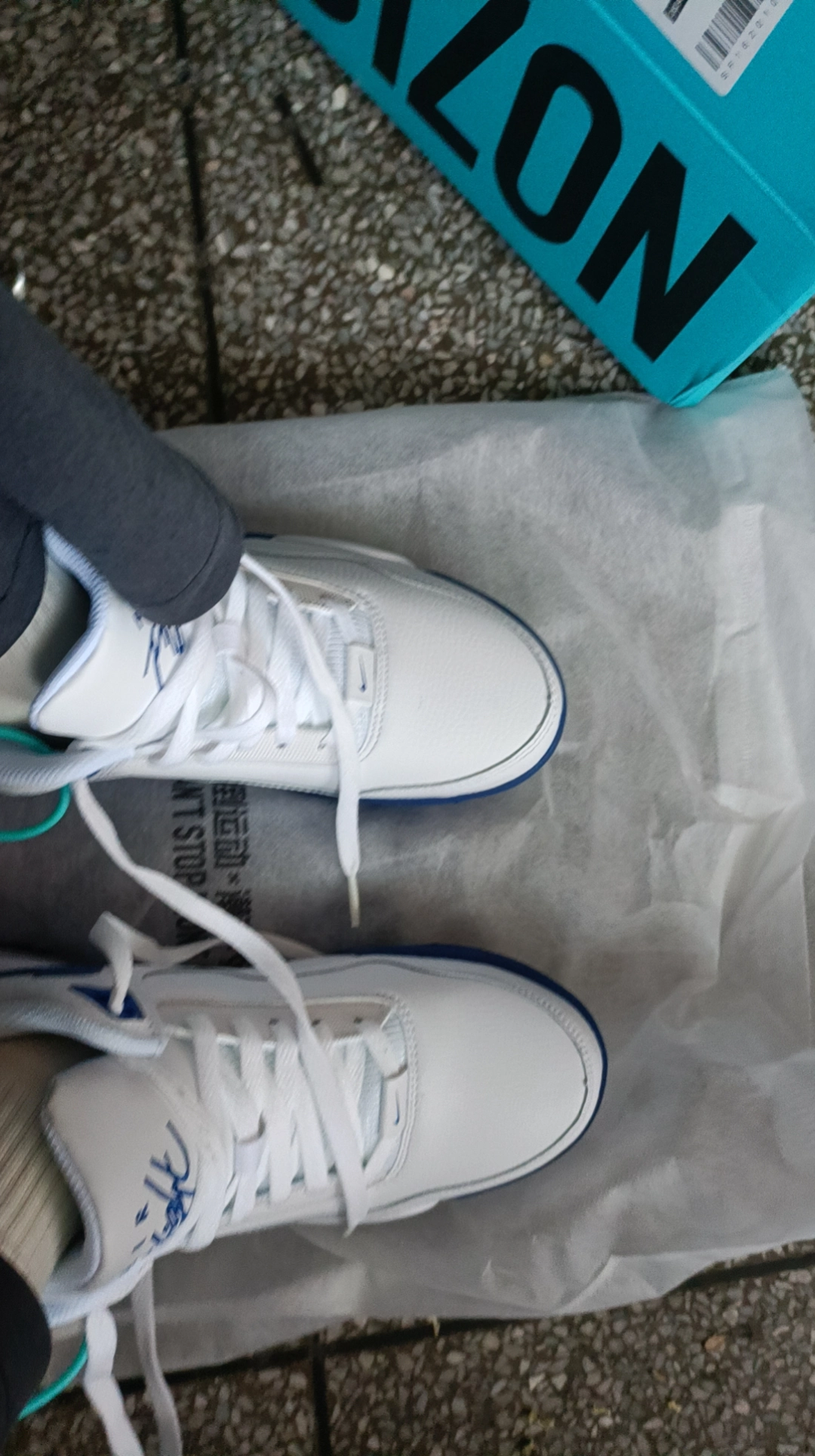 custom review-Nike Flight Legacy MID Топ Винтажные баскетбольные кроссовки Мужской Белый Синий