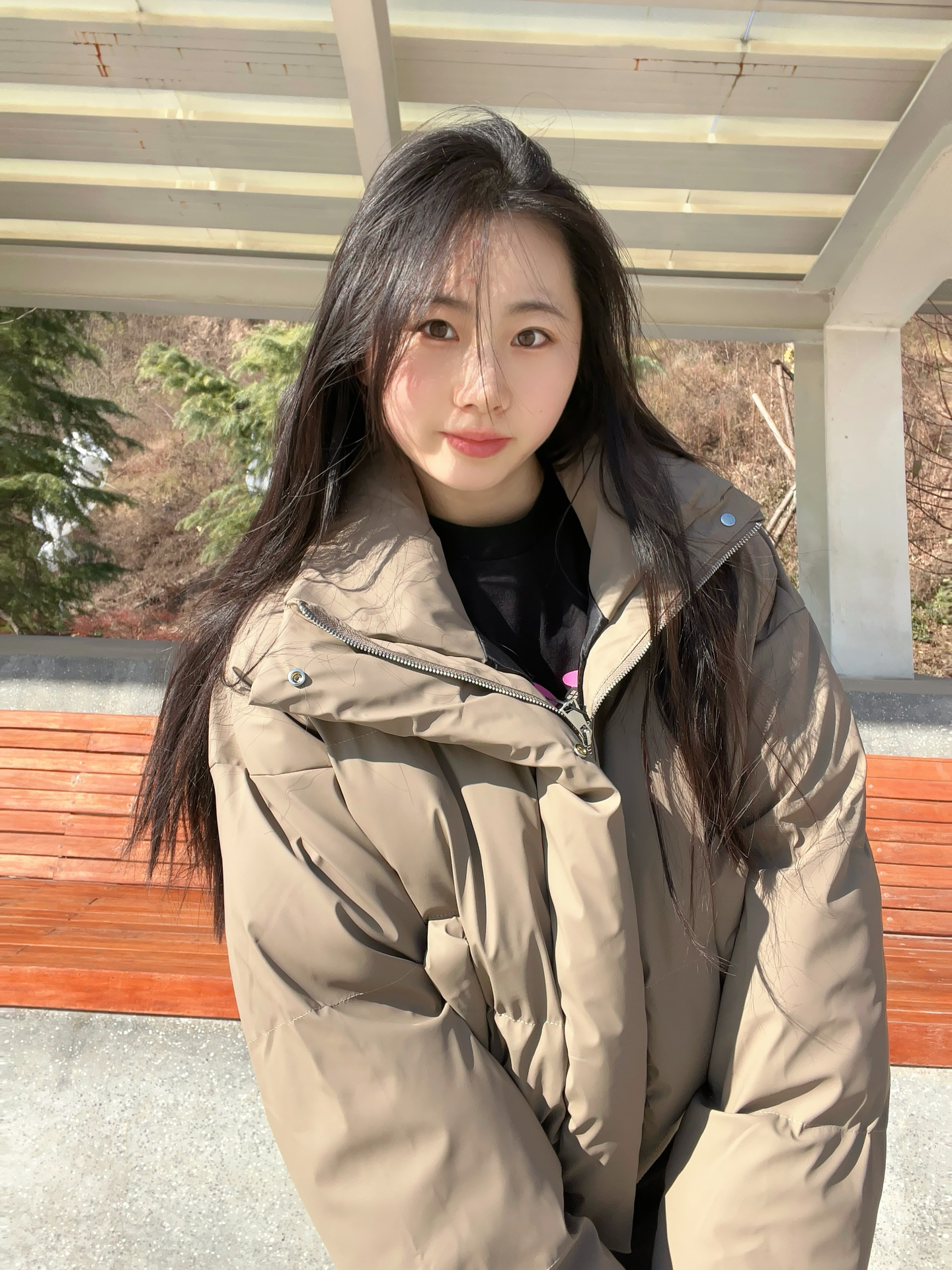 女大学生日常穿搭 🧣这件短款棉服好显身材 🥰