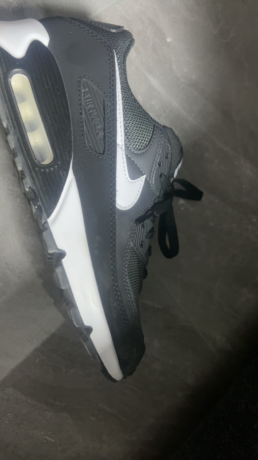 custom review-Nike Air Max 90 Устойчивый к истиранию Низкий Топ Повседневные Беговые кроссовки Унисекс Железо Серый Черный