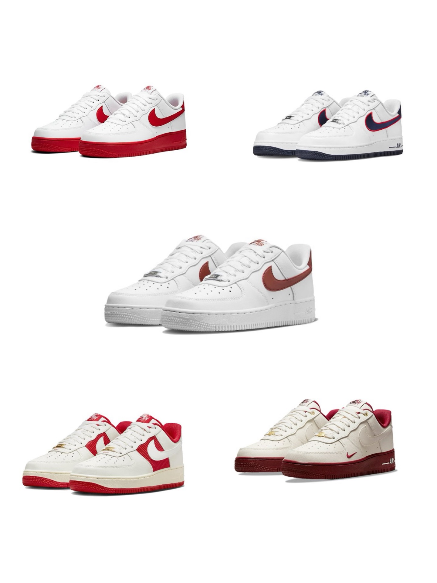 nike空军一号红白配色的板鞋❗️你喜欢哪一款❓