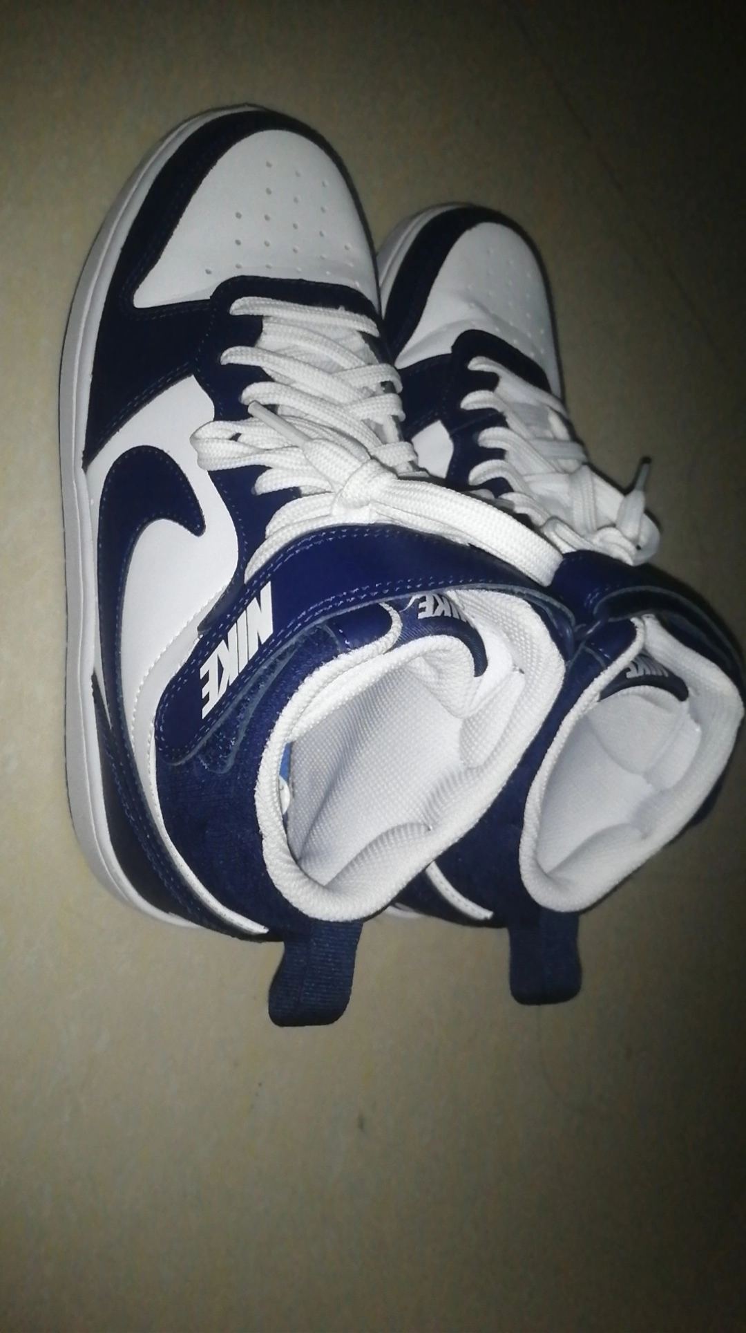 custom review-Nike Court Borough MID 2 MID Топ Детские Скейтбординги Сине-белый