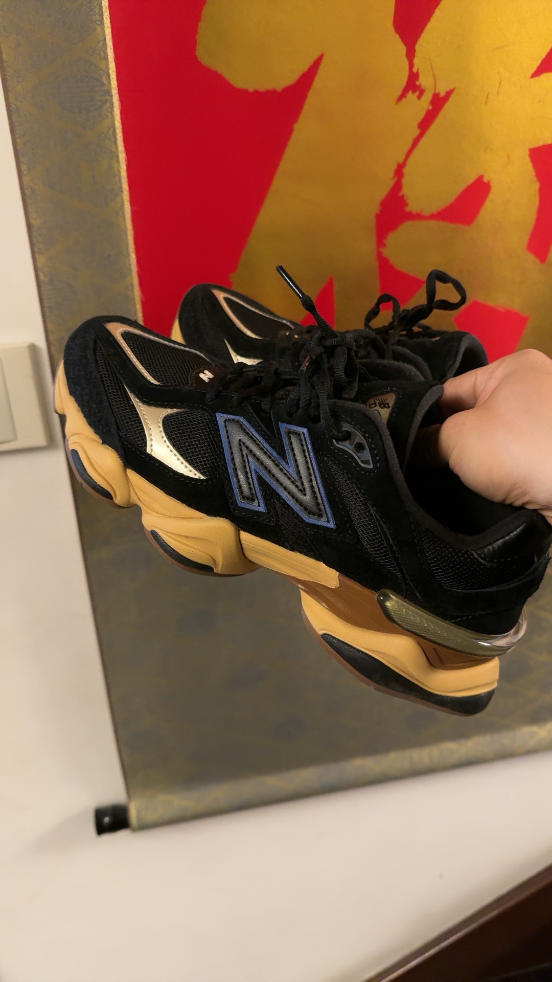 custom review-New Balance NB 9060 Амортизация Износостойкий Низкий Топ Casual Унисекс Черный Желтый