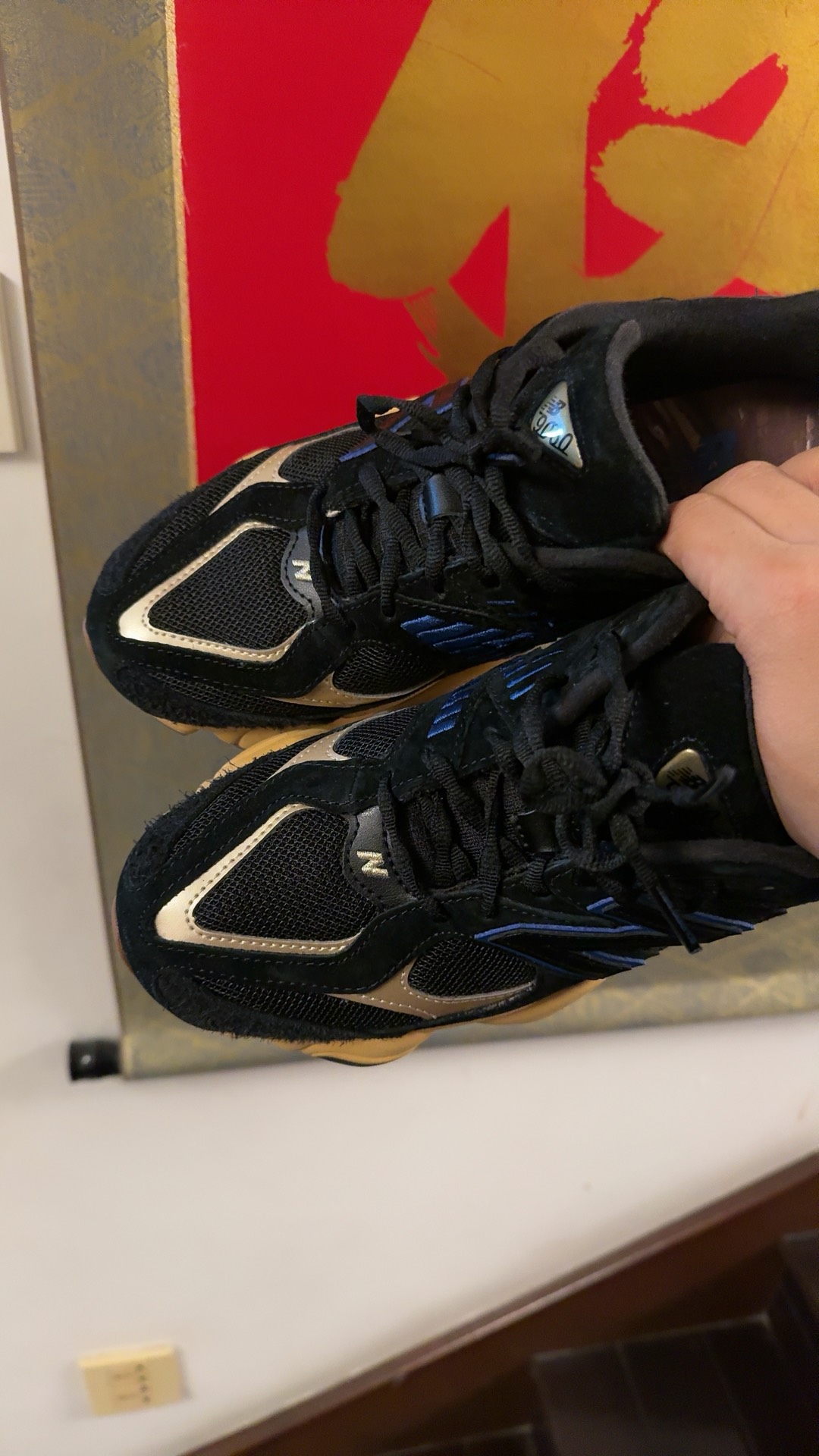 custom review-New Balance NB 9060 Амортизация Износостойкий Низкий Топ Casual Унисекс Черный Желтый