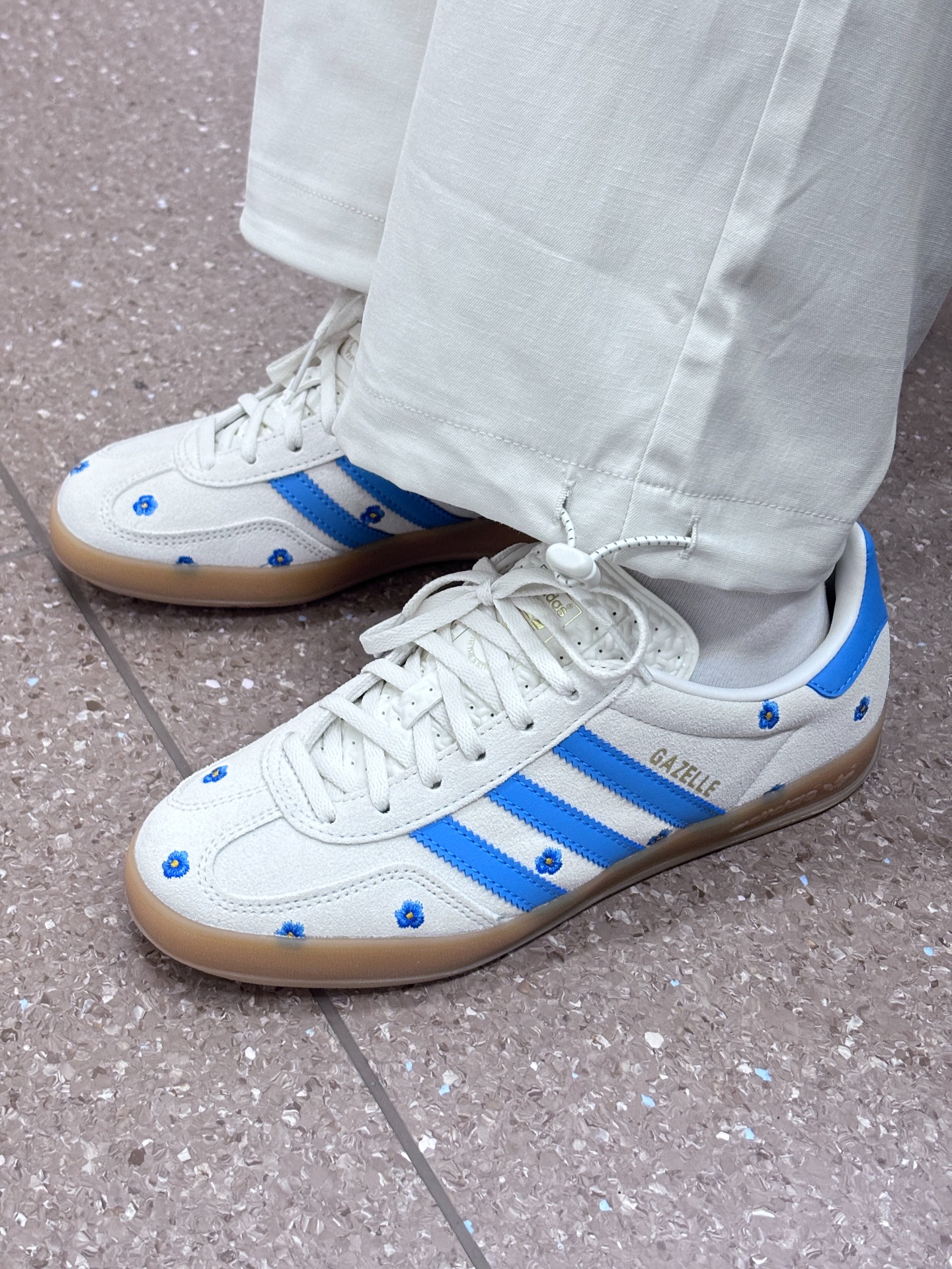 custom review-Adidas Originals Gazelle 'Цветочный Бежевый Светло-Синий' Низкие Кроссовки для скейтбординга Женские Серые