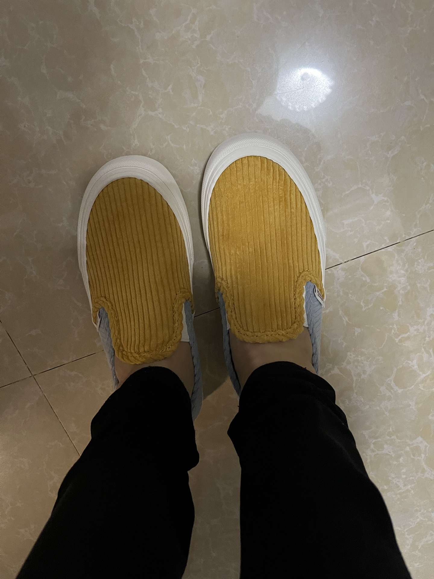 custom review-VANS Slip-on Легкий Низкий Топ Скейтборд Кроссовки Унисекс Желтый Синий