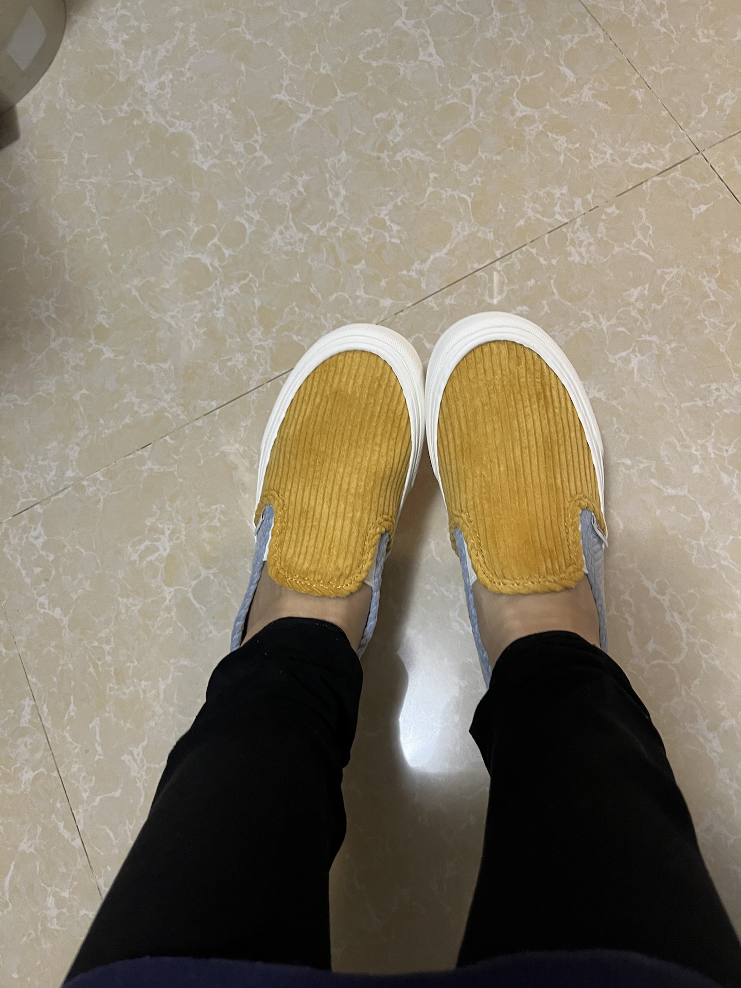 custom review-VANS Slip-on Легкий Низкий Топ Скейтборд Кроссовки Унисекс Желтый Синий