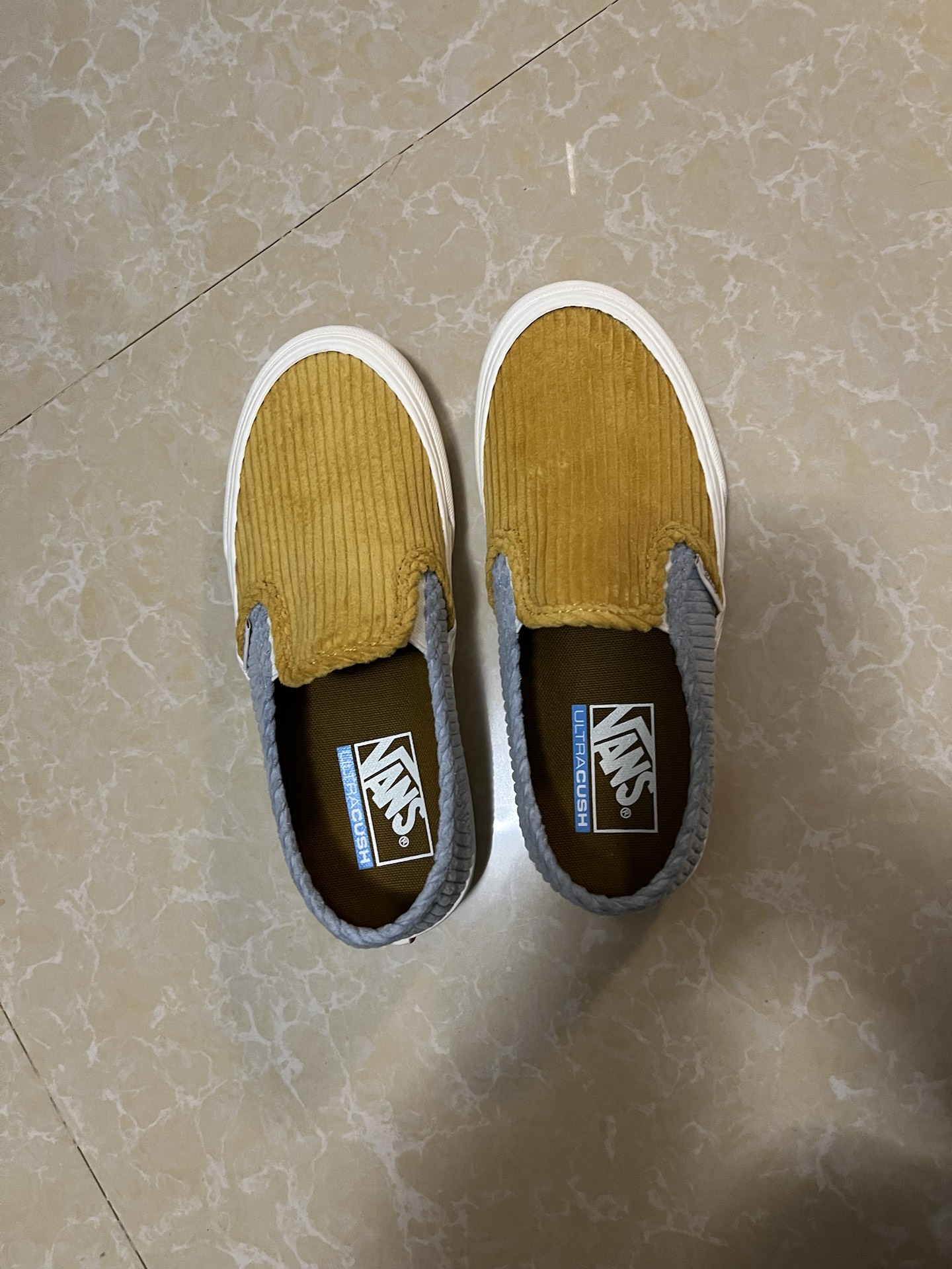custom review-VANS Slip-on Легкий Низкий Топ Скейтборд Кроссовки Унисекс Желтый Синий