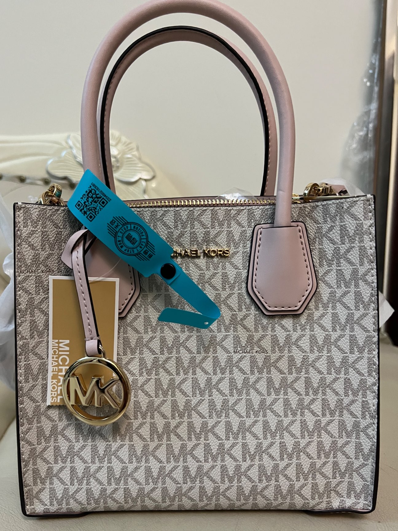 custom review-MICHAEL KORS Mercer Кожа Аккордеонная Сумка Сумка через плечо Сумка среднего размера Женская Вишневый цветок Розовый