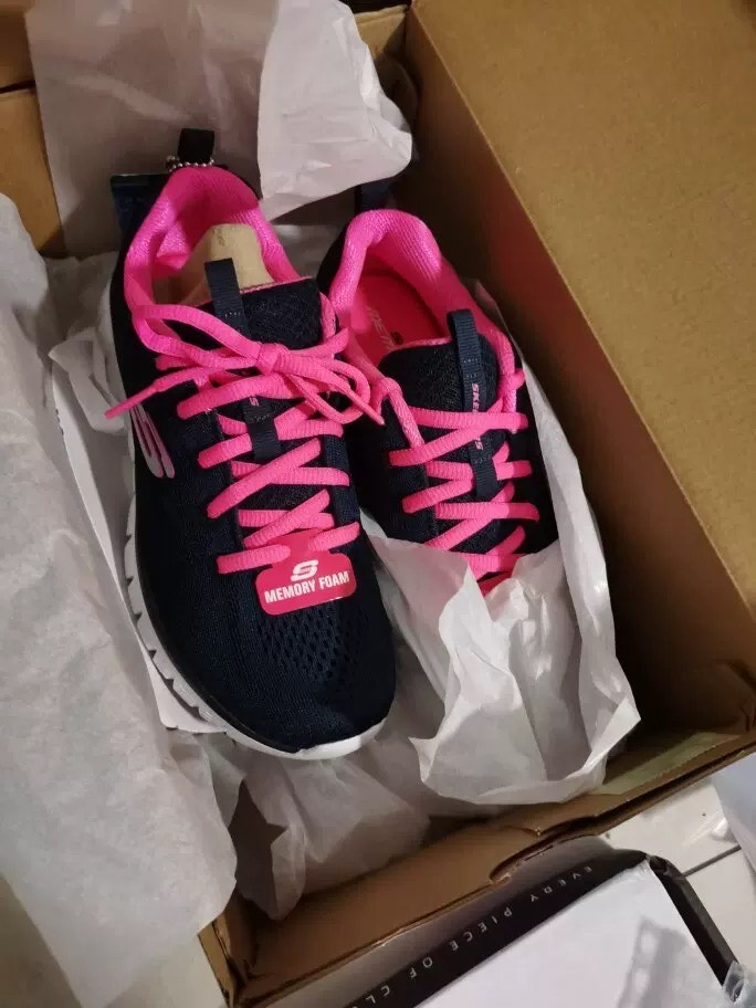 custom review-Skechers Graceful Сетчатая ткань искусственная кожа низкий верх тренировочная беговая обувь женская синий белый розовый