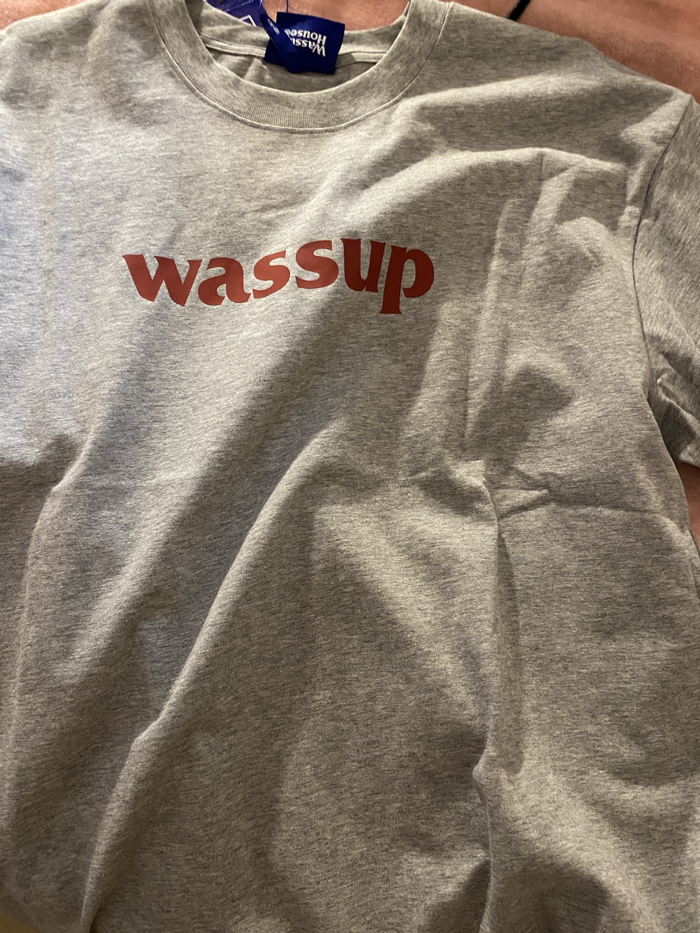 custom review-WASSUP логотип Короткий рукав T-рубашки Унисекс