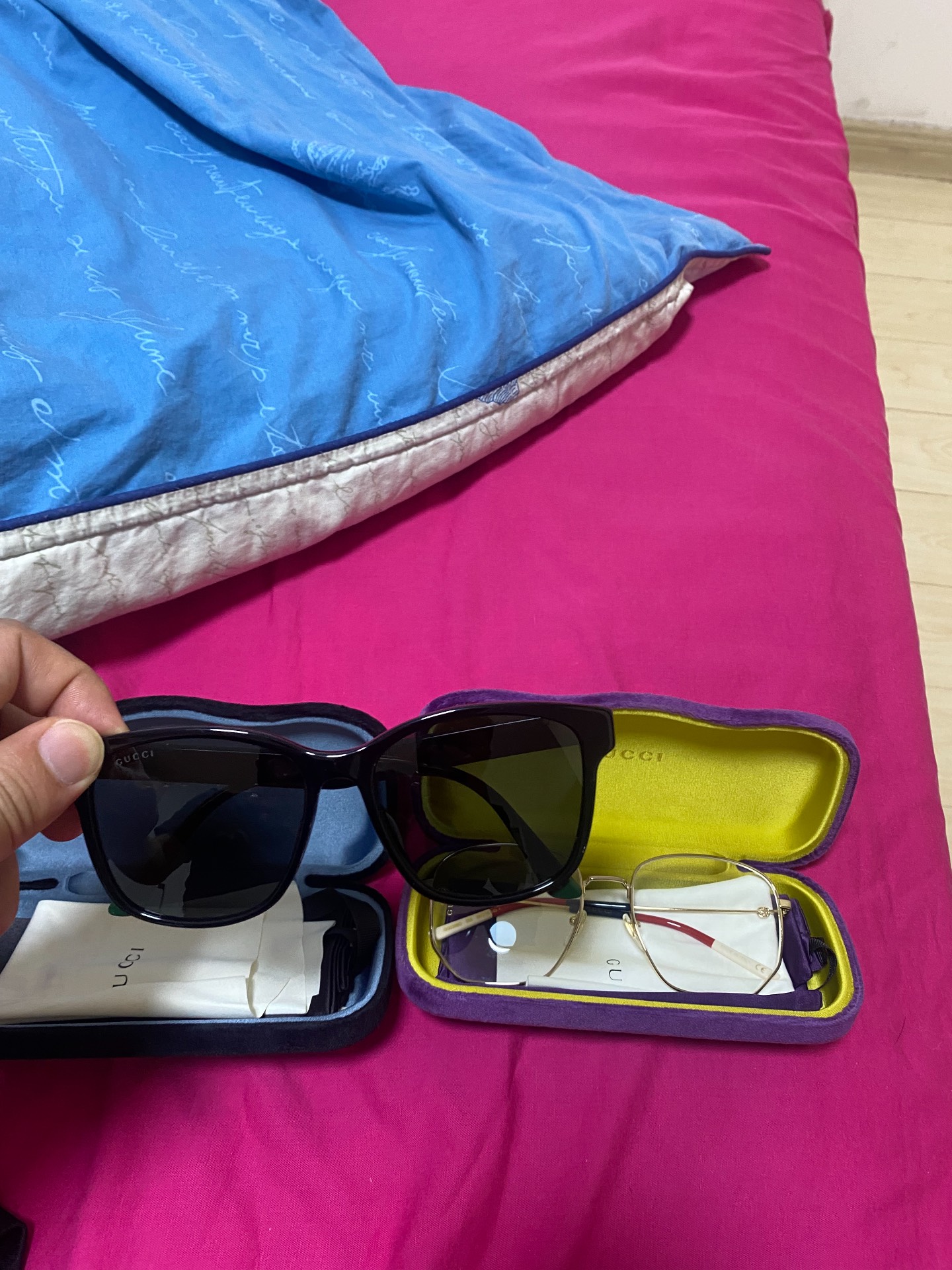 custom review-GUCCI Web Пластиковая оправа Квадратные Солнцезащитные очки Унисекс Черные