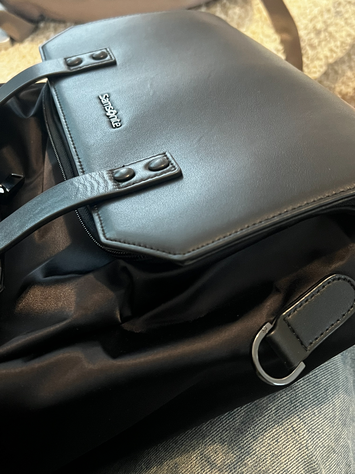 custom review-SAMSONITE Рюкзак из коровьей кожи унисекс синий черный