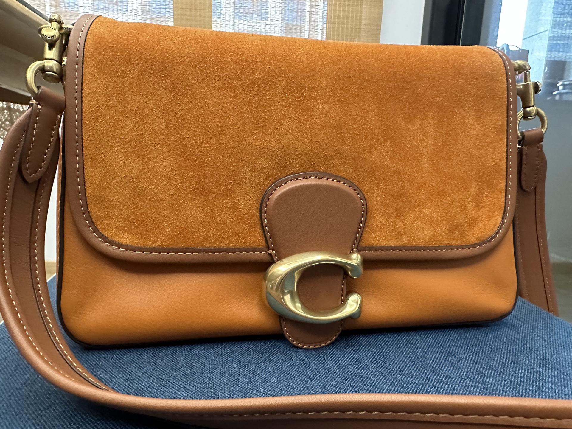 custom review-COACH Tabby Кожа с Замшей Сумка через плечо Мягкий Европейский стиль Портативная Сумка через плечо Сумка через плечо