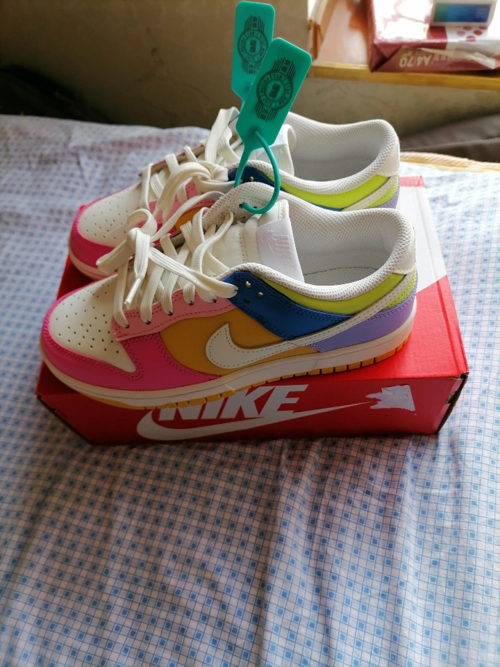 custom review-Nike Dunk Low Топ Кроссовки для скейтбординга Женские Белые Розовые Желтые