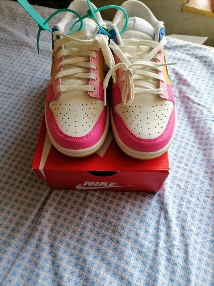 custom review-Nike Dunk Low Топ Кроссовки для скейтбординга Женские Белые Розовые Желтые