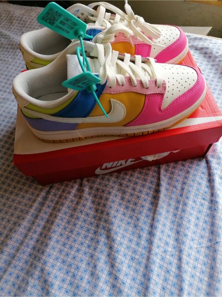 custom review-Nike Dunk Low Топ Кроссовки для скейтбординга Женские Белые Розовые Желтые