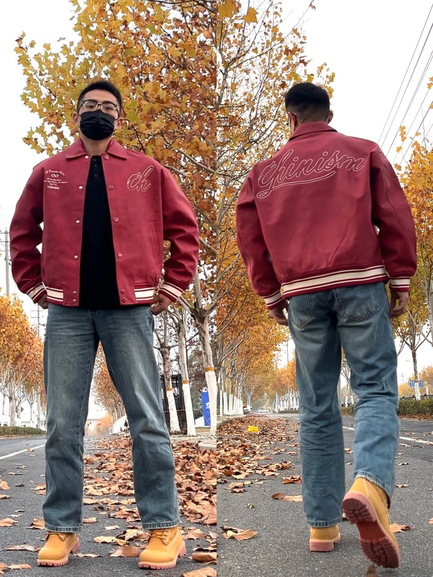 ootd|适合冬天的美式街头风格红色皮夹克