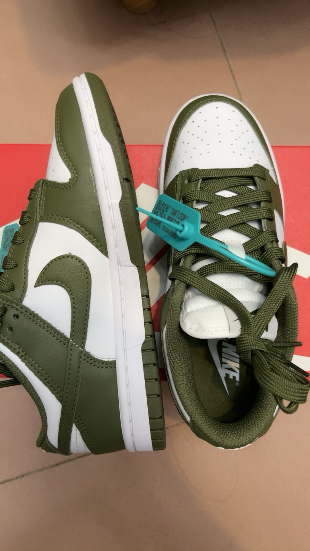 custom review-Nike Dunk Low Топ Кроссовки для скейтбординга Женские Белые Оливково-зеленые