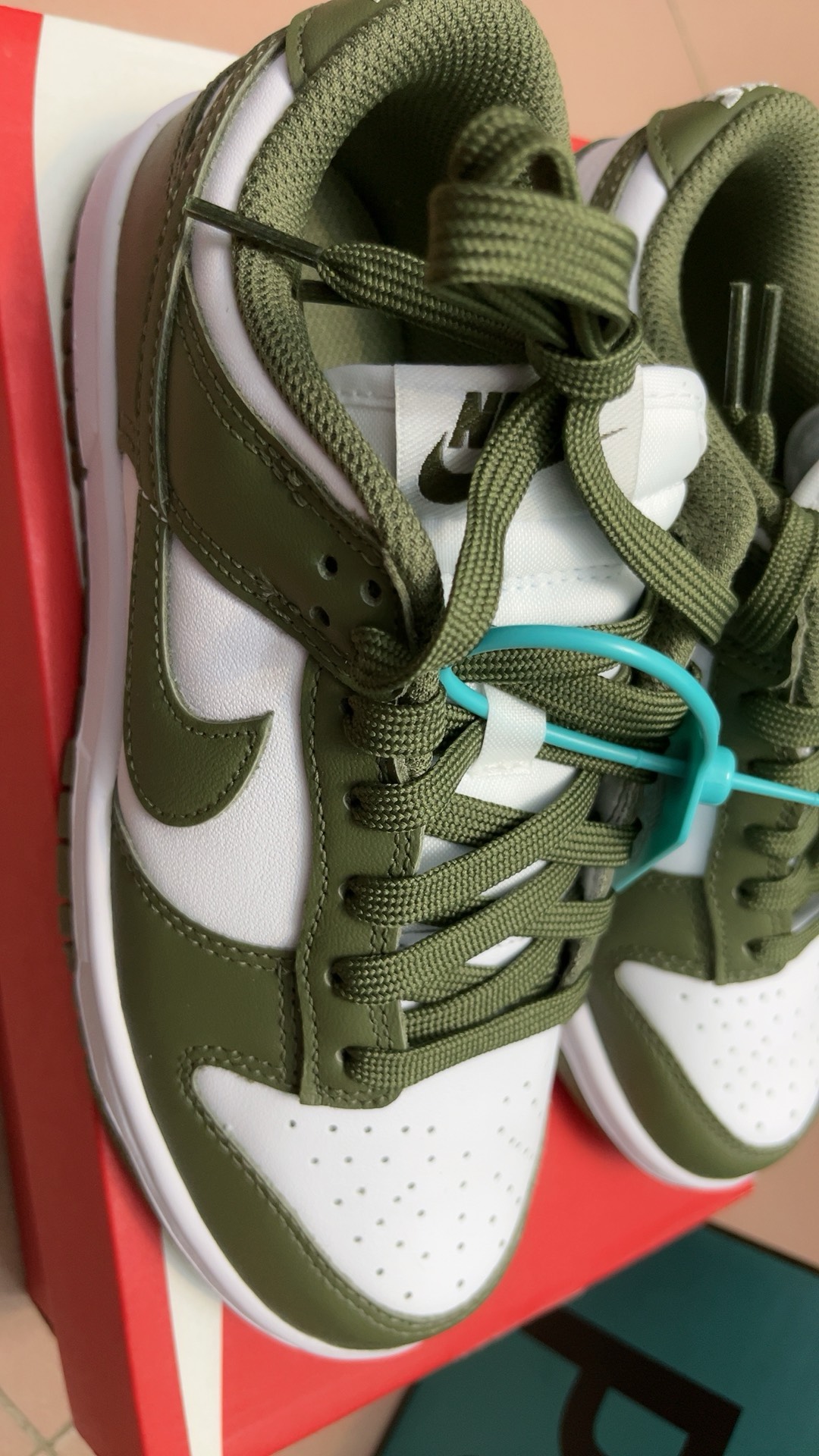 custom review-Nike Dunk Low Топ Кроссовки для скейтбординга Женские Белые Оливково-зеленые