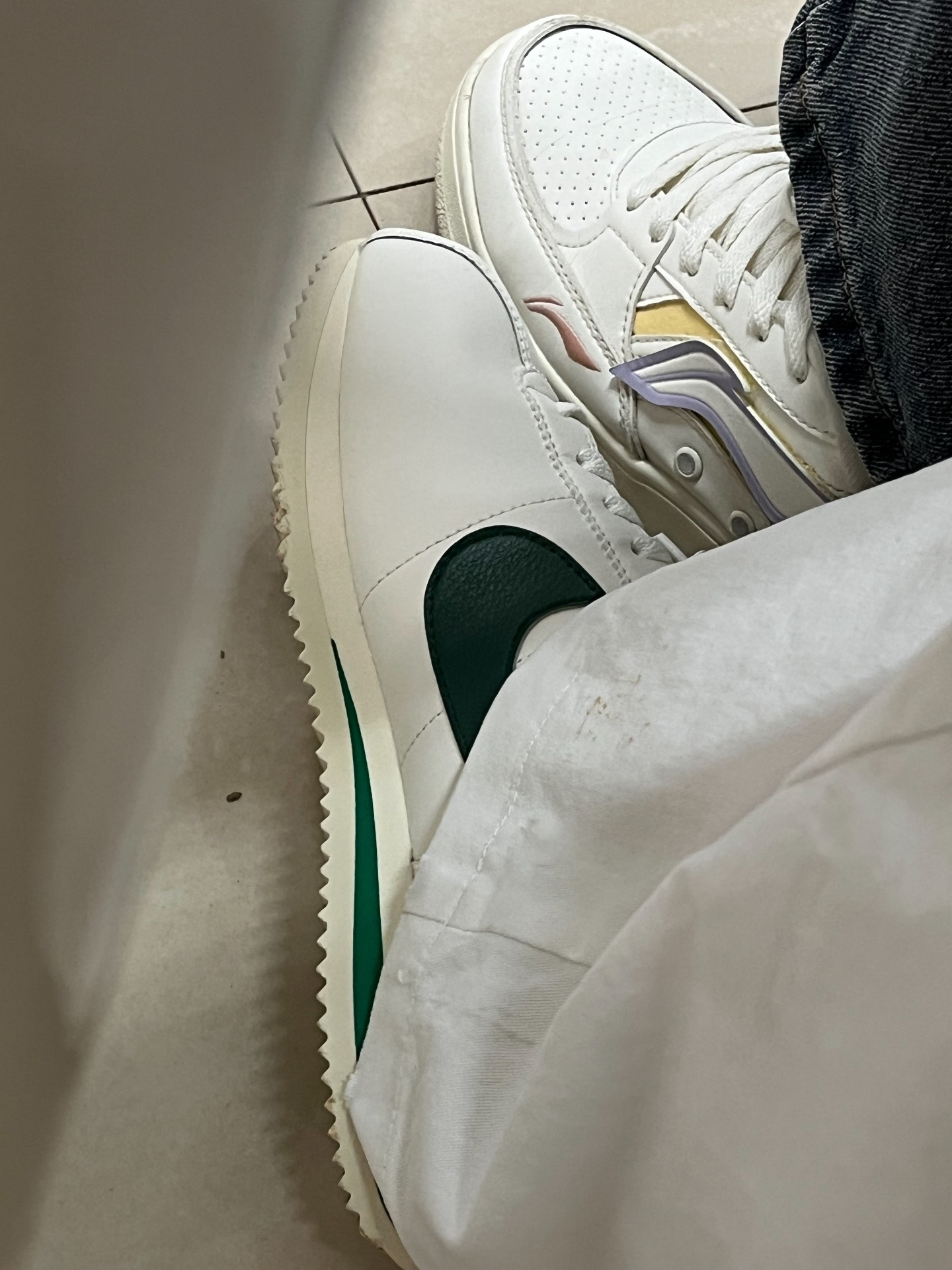 custom review-Nike Cortez Аbrasion Resistant Низкий Топ Повседневный Городской Коммутирование Беговые кроссовки Женские Бежево-зеленый