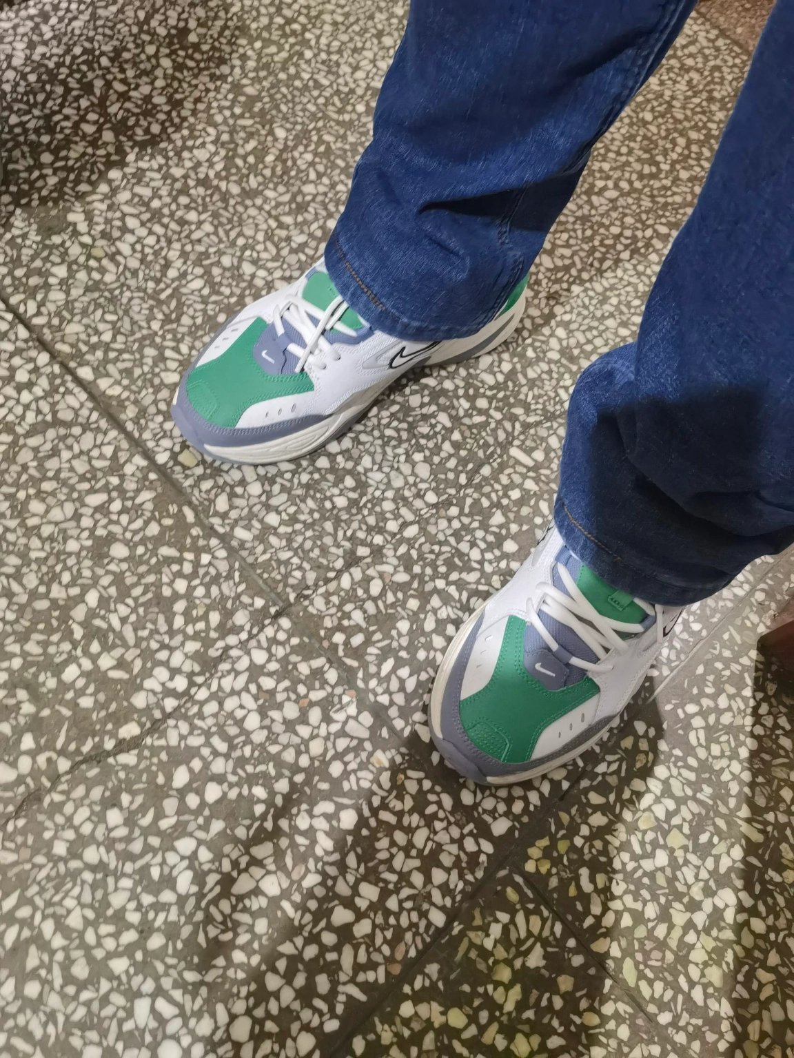 custom review-Nike M2K Tekno Low Топ Толстая подошва Кроссовки Унисекс Серый Зеленый