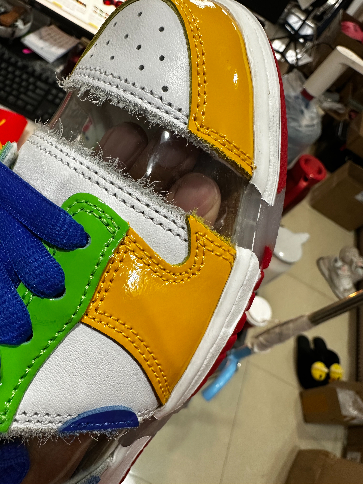 custom review-Ebay x Nike Dunk 'Песочный цвет Bodecker' Низкие кроссовки для скейтбординга унисекс Белый Желтый Синий