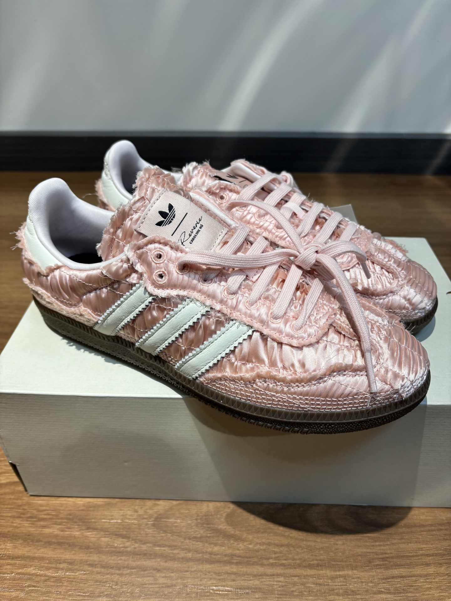 custom review-Adidas Originals x Caroline SAMBA OG Caroline Устойчивые к истиранию низкие скейтборд-кроссовки Женские Розовые Белые