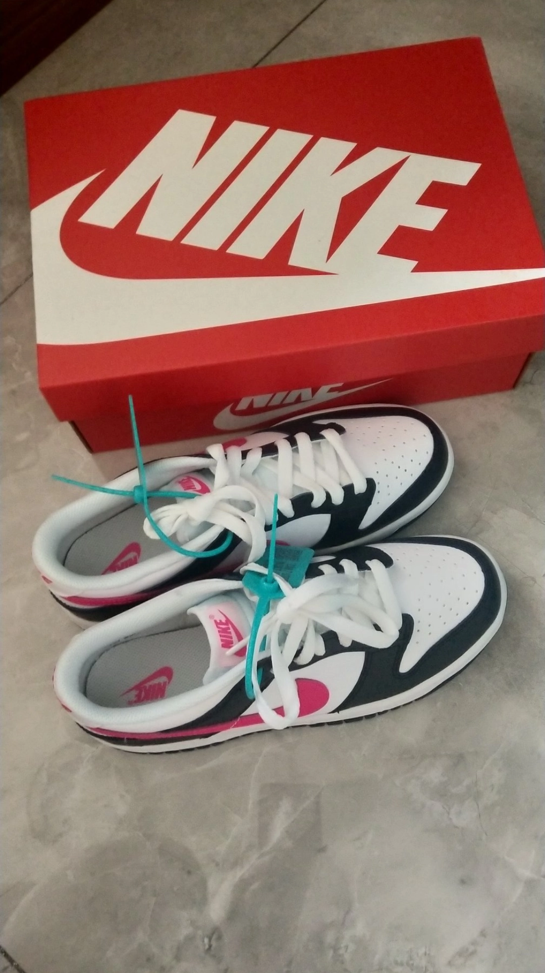 custom review-nike Dunk Устойчивый к истиранию Низкий Топ Детские Скейтбординг Белый Черный Розовый