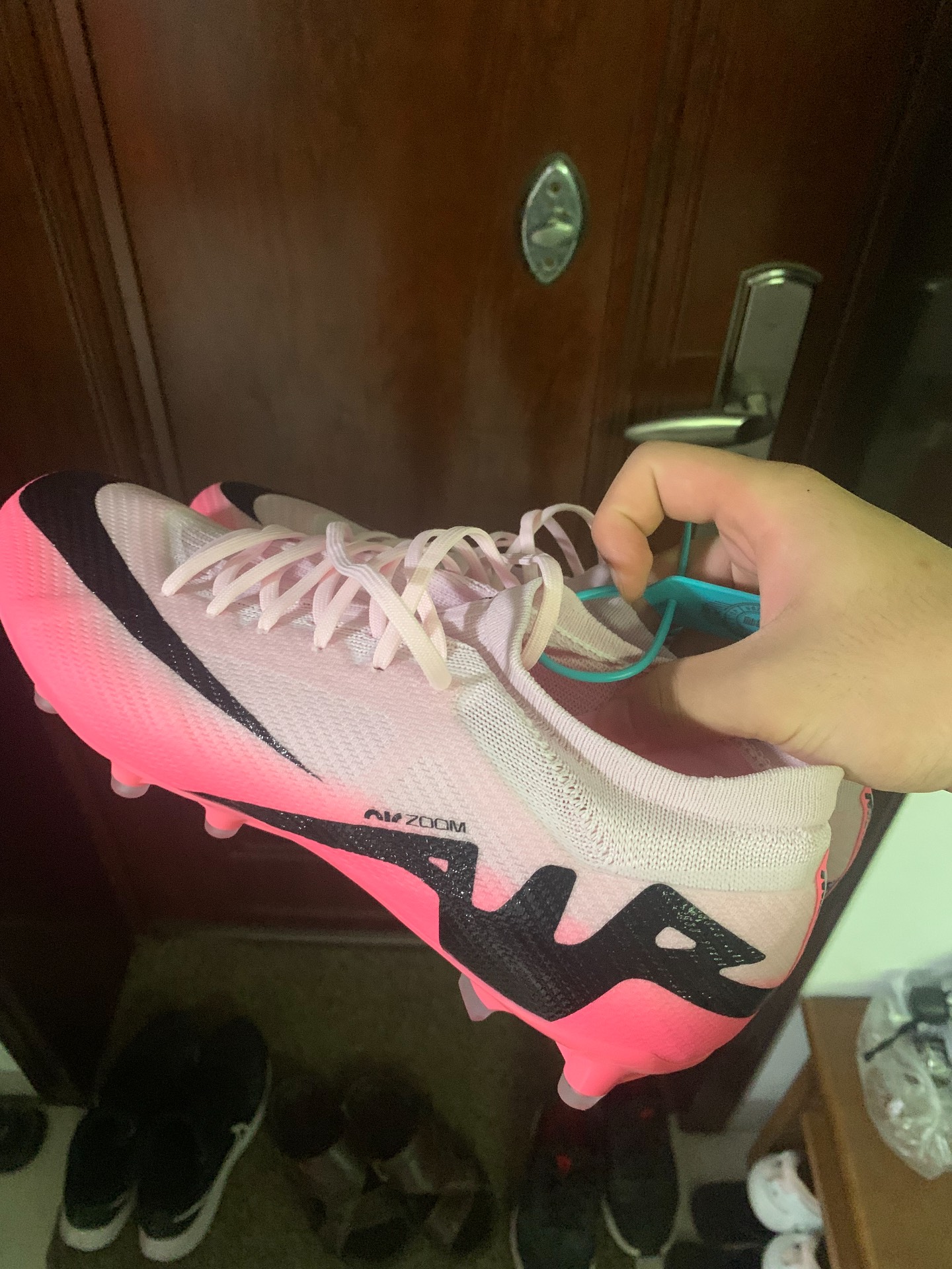 custom review-Nike Air Zoom Vapor 15 AG Искусственная трава Искусственные шипы Футбольные бутсы Мужские Розовый Черный