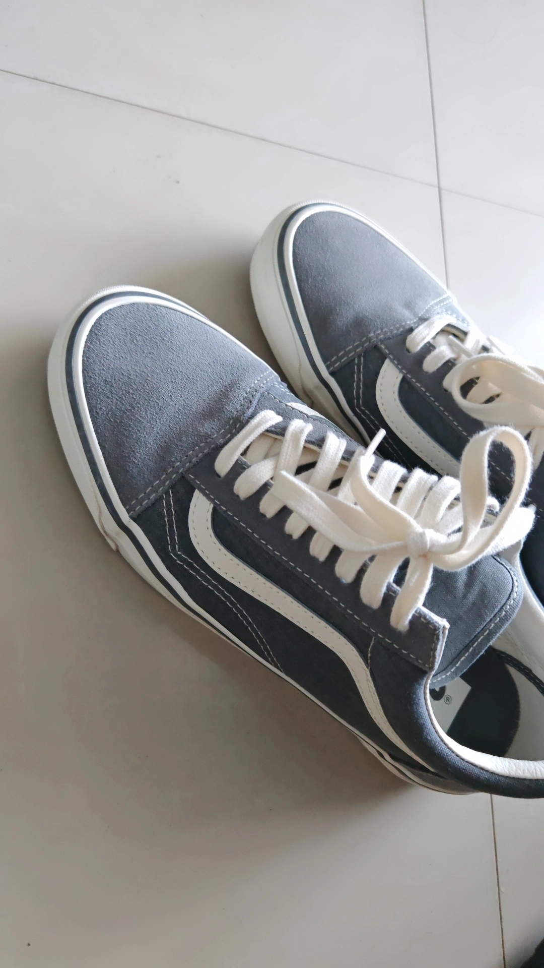 custom review-Vans Old Skool Амортизация Низкие Кроссовки для Скейтбординга Унисекс Серый Белый