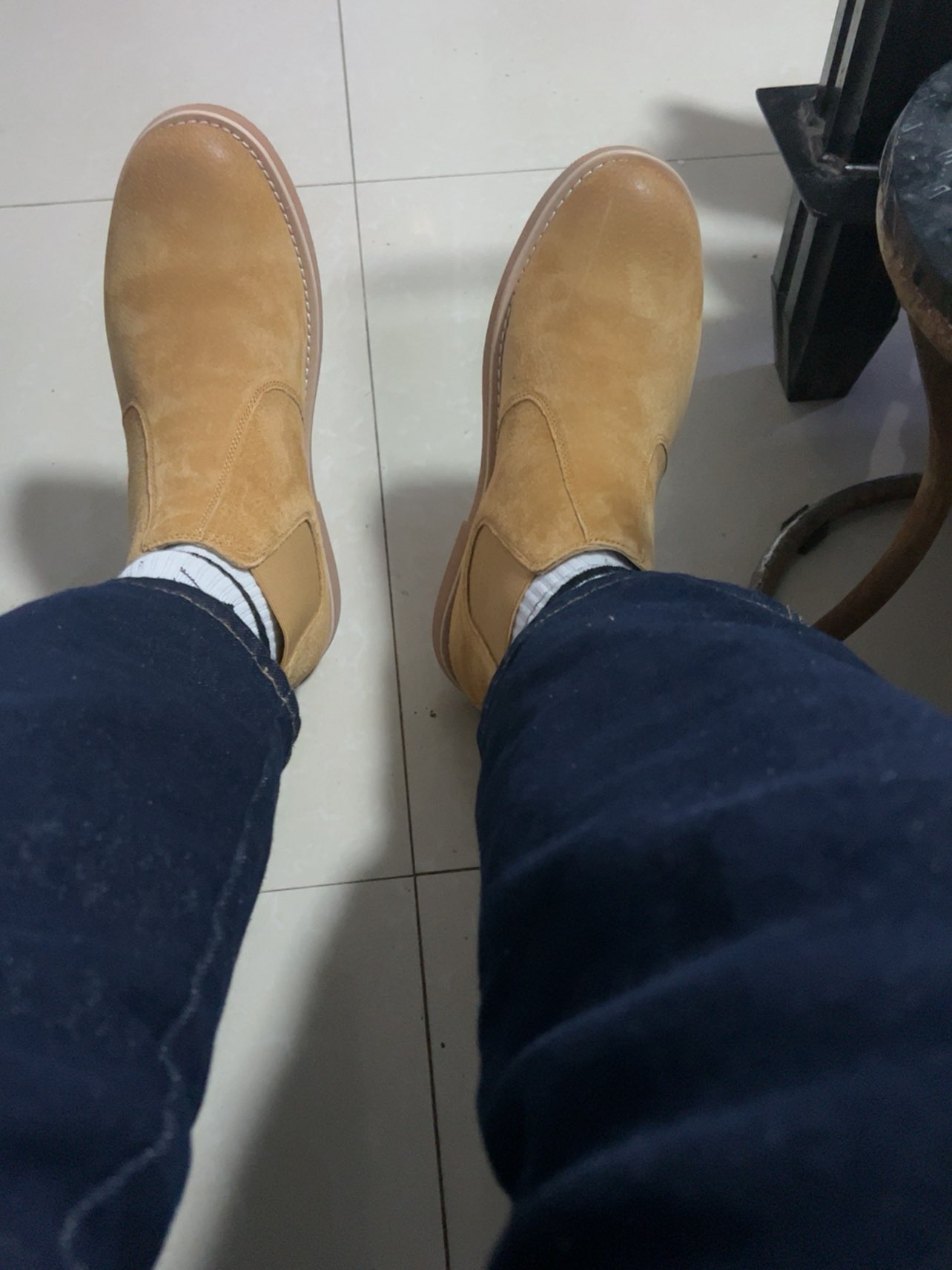 custom review-MR.A Британский стиль носки без рисунка модель Chelsea мужские желто-коричневые