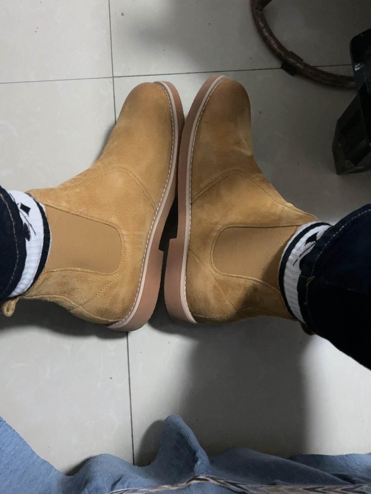 custom review-MR.A Британский стиль носки без рисунка модель Chelsea мужские желто-коричневые