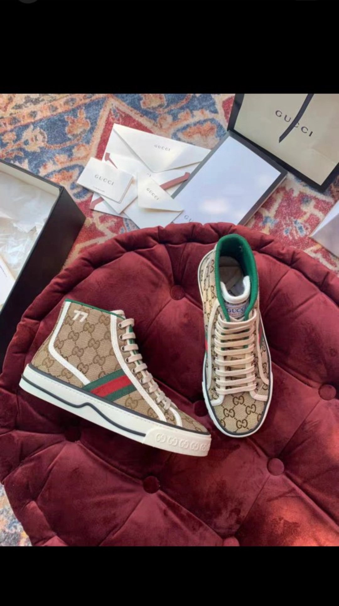 custom review-GUCCI Tennis 1977 Скейтборд Кроссовки Мужские Цвет Эбеновое дерево