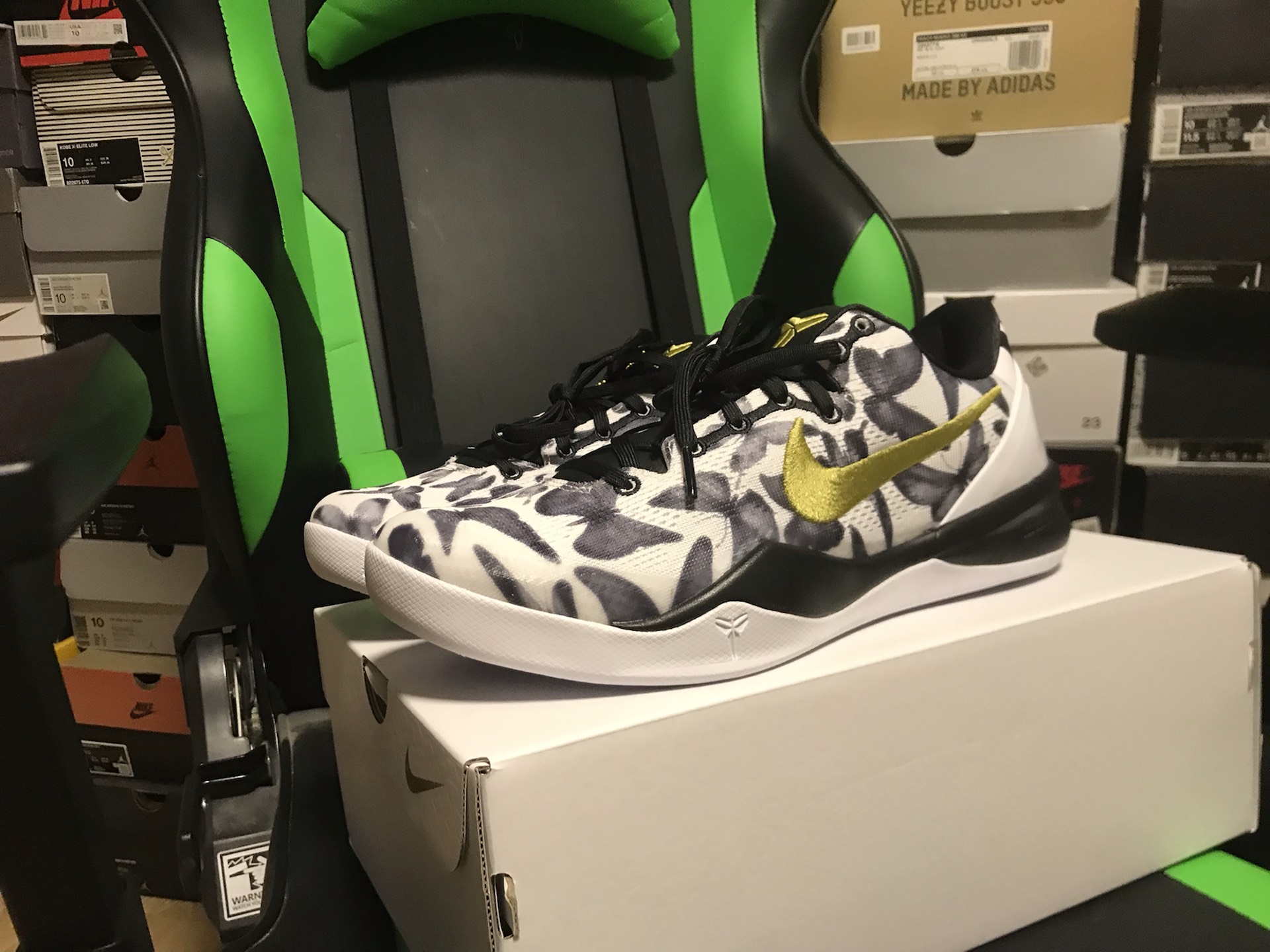 custom review-Nike Kobe 8 Low Топ Баскетбольные Кроссовки Унисекс Белый Золото Черный