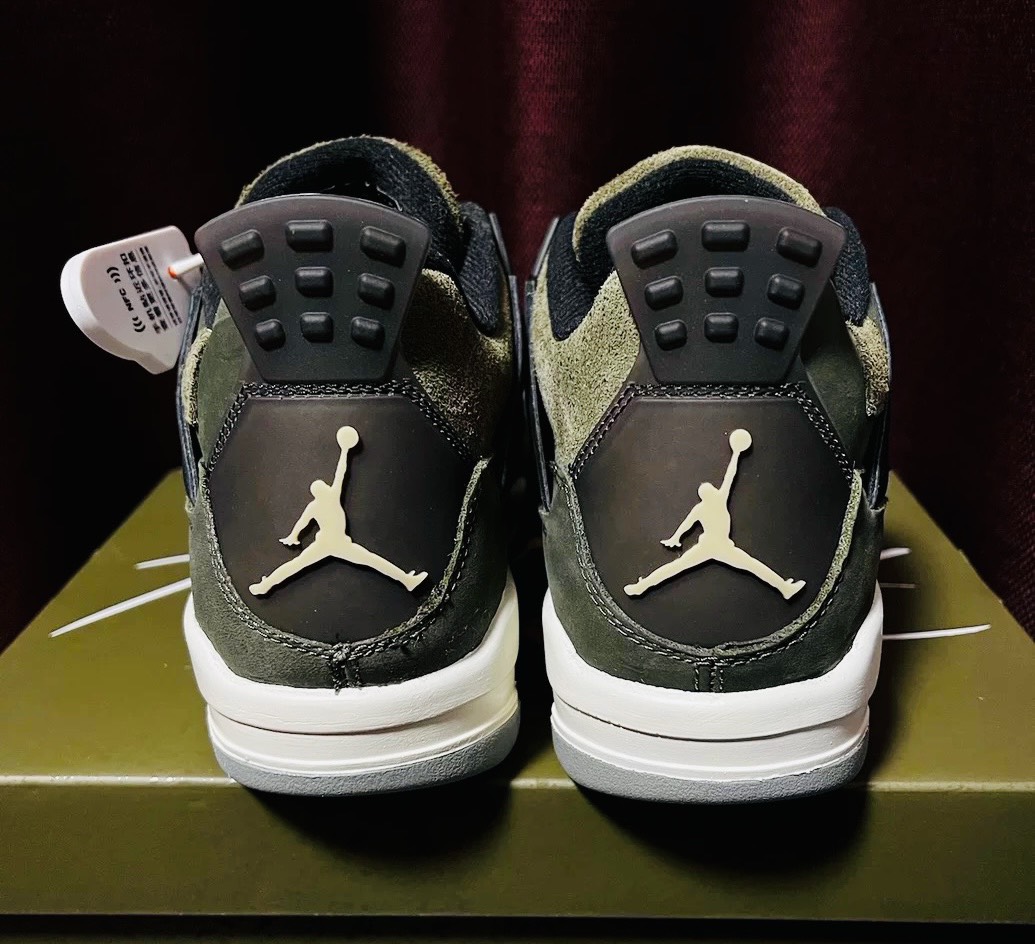 custom review-Jordan Air Джордан 4 Технология 'Оливковый' Противоскользящий Устойчивый к истиранию MID Баскетбольные кроссовки для детей Зеленый