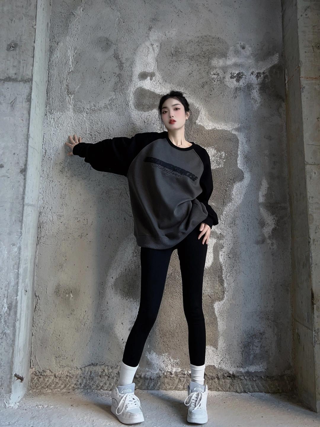 插肩t卫衣➕瑜伽裤运动感满满