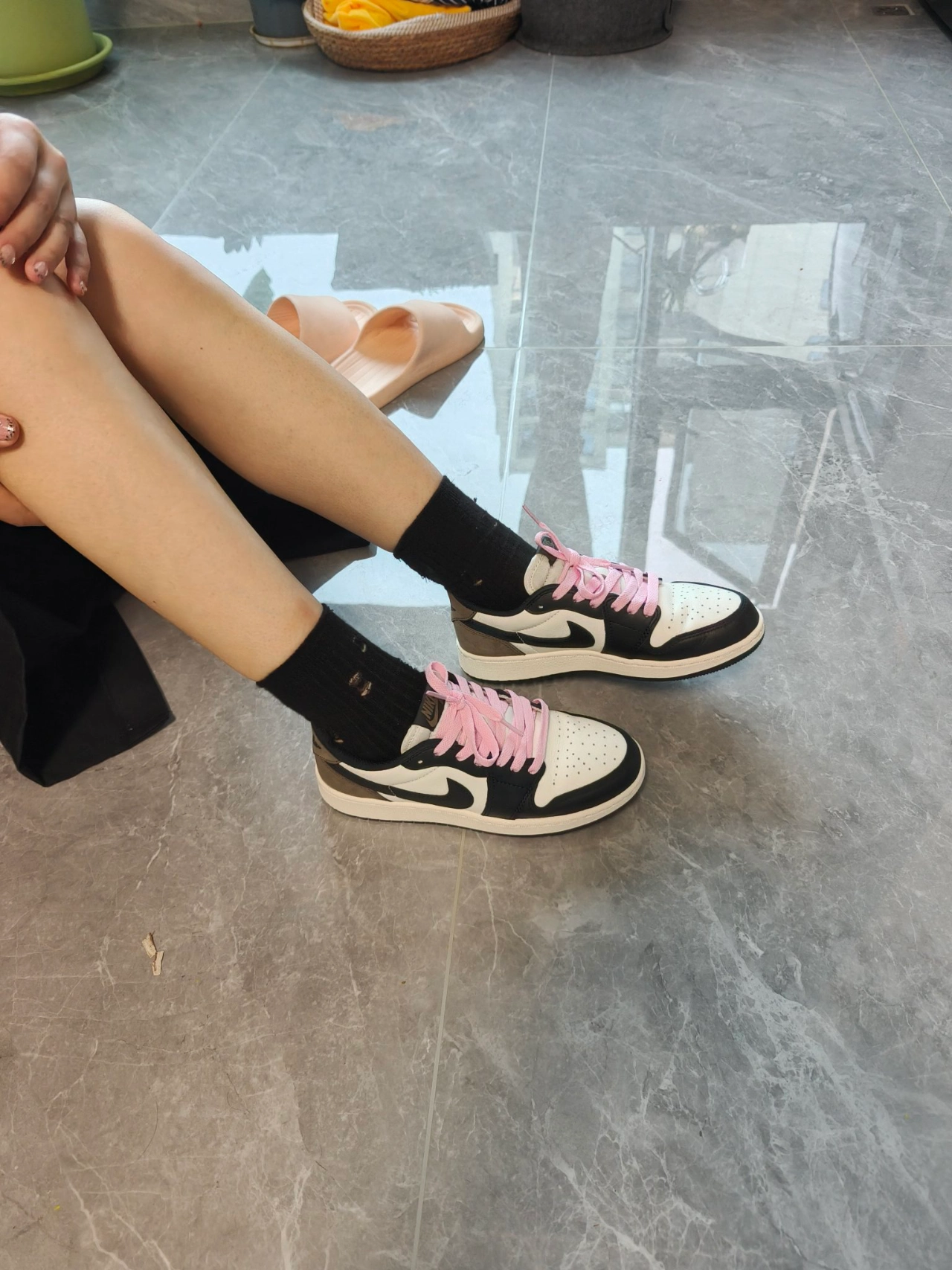 custom review-Jordan Air Jordan 1 Slip-resistant Low Top Детские Скейтбординги Черный Белый