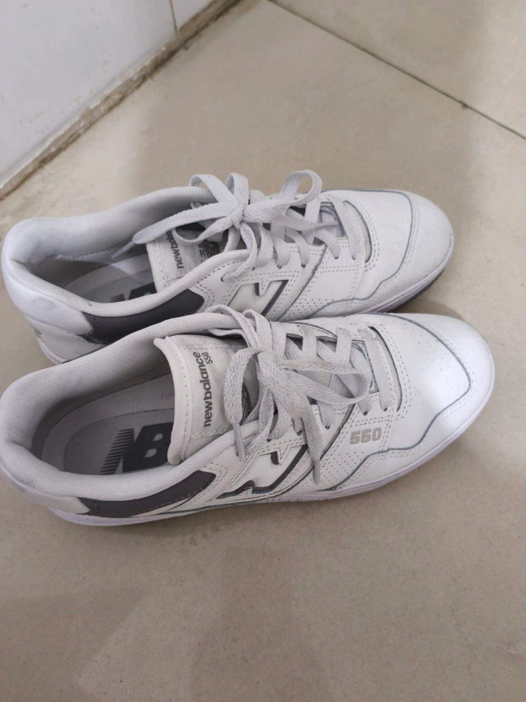 custom review-New Balance NB 550 Амортизация Износостойкий Низкий Топ Винтажные Баскетбольные Кроссовки Унисекс Белый Серый